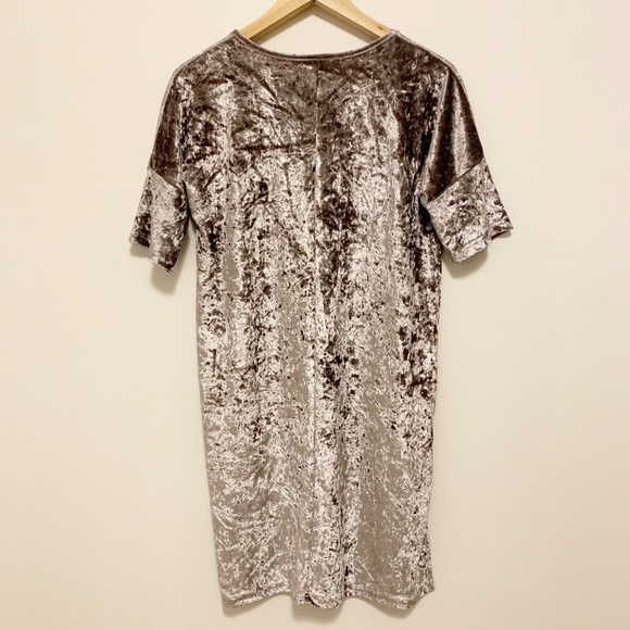 Grey Silver Velvet Mini Dress Small - Picture 3 of 5